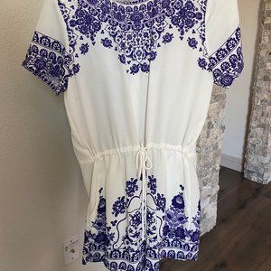 White and blue romper